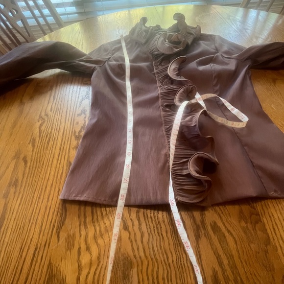 LAST CALL Samuel Dong Vintage Designer Couture Ruffle Blouse Top 8 Bronze Plum - Picture 4 of 9